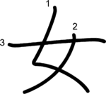 kanji stroke order for 女