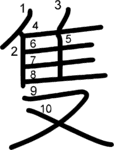 kanji stroke order for 隻