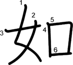 kanji stroke order for 如