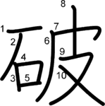 kanji stroke order for 破