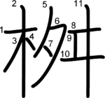 kanji stroke order for 桝
