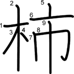 kanji stroke order for 柿