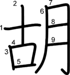 kanji stroke order for 胡